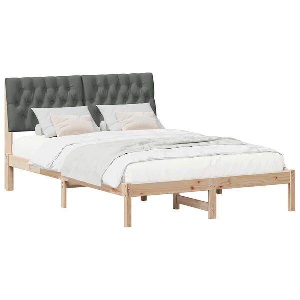 vidaXL Estrutura da Cama com cabeceira Cinza Escuro 140 x 190 cm