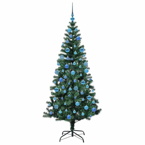 vidaXL &Aacute;rvore de Natal Artificial Pr&eacute;-iluminada Verde 180 cm PVC