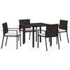 vidaXL Conjunto de Jantar para Jardim 5 unid. Preto A&ccedil;o revestido a p&oacute;