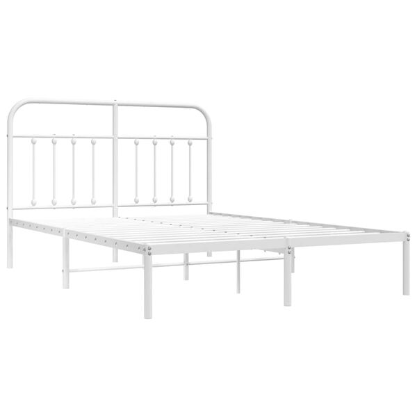 vidaXL Estrutura de cama com cabeceira 135x190 cm metal branco