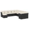vidaXL 11 pcs conjunto sof&aacute;s de jardim c/ almofad&otilde;es vime PE preto
