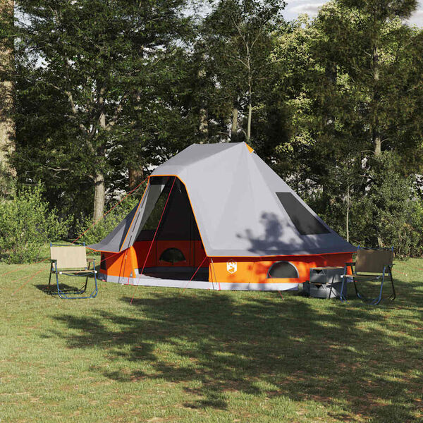 vidaXL Barraca Tipi Familiar Manual Cinza e Laranja 466 x 310 x 240 cm
