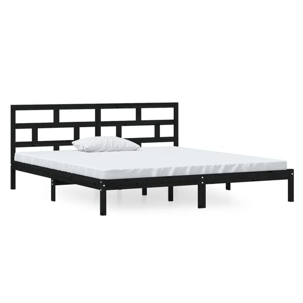 vidaXL Estrutura de cama 140x190 cm madeira de pinho maciça preto