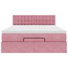 vidaXL Estrutura de cama otomana com colch&atilde;o 140x200 cm veludo rosa