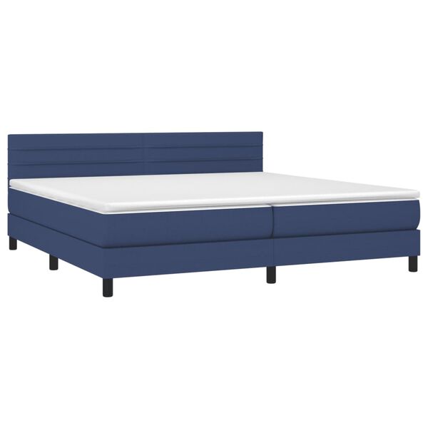 vidaXL Cama box spring c/ colch&atilde;o e LED 200x200 cm tecido azul