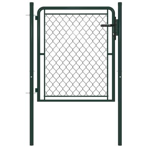 vidaXL Port&atilde;o de jardim em a&ccedil;o 100x75 cm verde