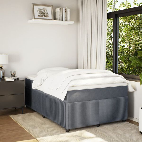 vidaXL Cama boxspring com colch&atilde;o 120x190 cm veludo cinzento-escuro