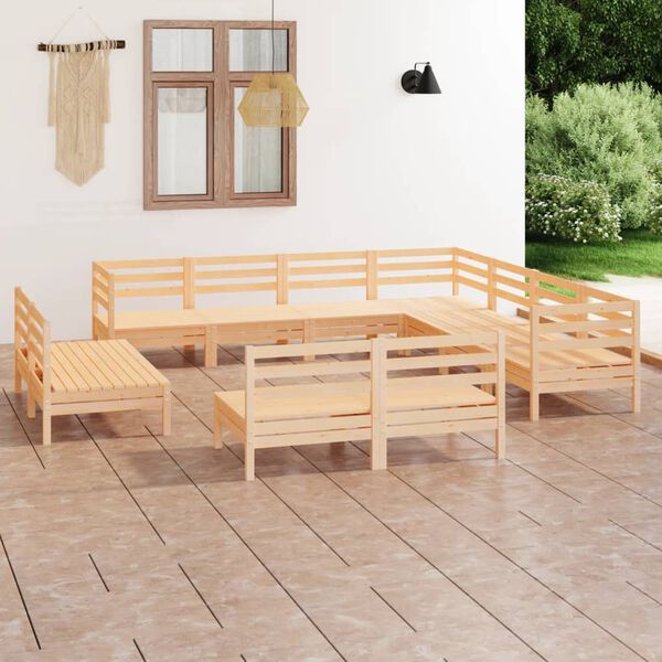 vidaXL 11 pcs conjunto lounge de jardim pinho maci&ccedil;o