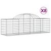 vidaXL Cestos gabi&atilde;o arqueados 8 pcs 200x50x60/80 cm ferro galvanizado