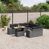 vidaXL 9 pcs conjunto de sof&aacute;s p/ jardim c/ almofad&otilde;es vime PE preto