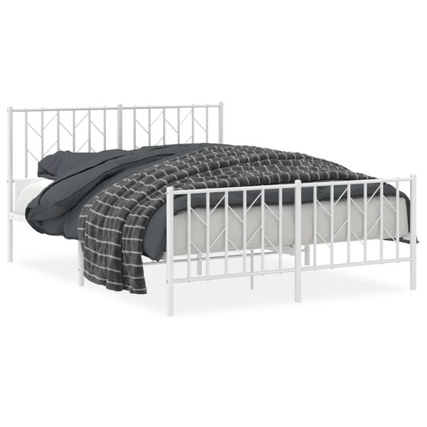 vidaXL Estrutura de cama com cabeceira e pés 140x200 cm metal branco