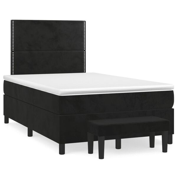vidaXL Cama boxspring com colch&atilde;o 120x190 cm veludo preto