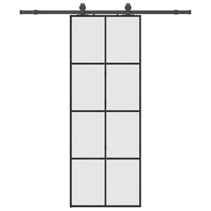 vidaXL Porta deslizante c/ conj. ferragens 76x205cm vidro ESG preto