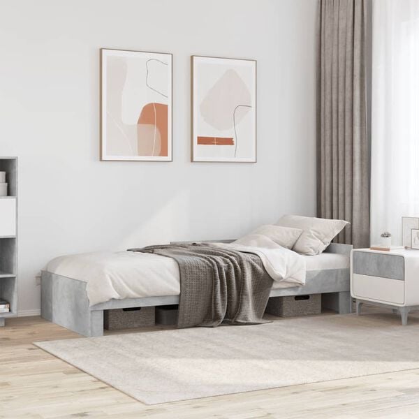 vidaXL Estrutura de cama 100x200 cm derivados de madeira cinza sonoma