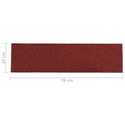 vidaXL Tapetes escada adesivos retangulares 15 pcs 76x20 cm vermelho