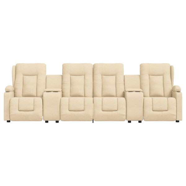 vidaXL Poltrona massagem 4 lug. reclin. c/ suportes copo tecido creme