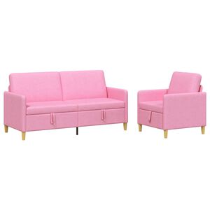 vidaXL Conjunto de Sof&aacute; com Armazenamento 2 unid. Rosa Poli&eacute;ster