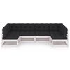 vidaXL 6 pcs conjunto lounge jardim c/ almofad&otilde;es pinho maci&ccedil;o branco