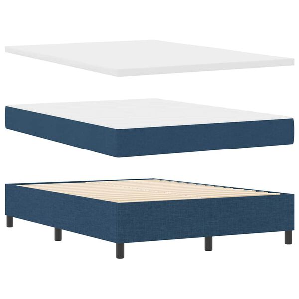 vidaXL Cama Box com colch&atilde;o com cabeceira Azul 160 x 200 cm tecido