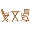 vidaXL 3 pcs conjunto jantar dobr&aacute;vel p/ jardim madeira ac&aacute;cia maci&ccedil;a