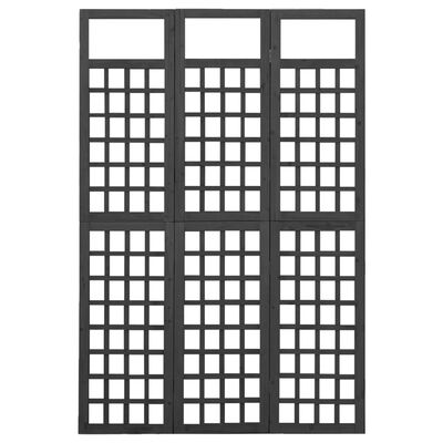 vidaXL Biombo/treliça 3 painéis abeto maciço 121x180 cm preto