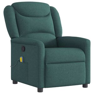 vidaXL Poltrona de massagens reclin&aacute;vel tecido verde-escuro