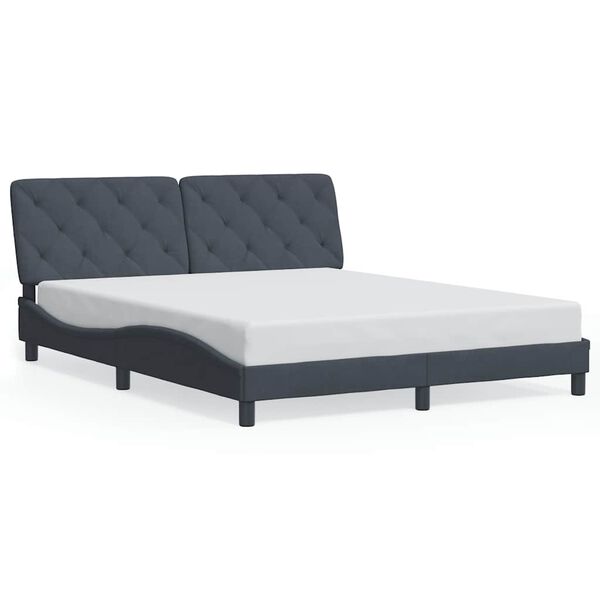 vidaXL Estrutura de cama sem colch&atilde;o 160x200 cm veludo cinzento-escuro