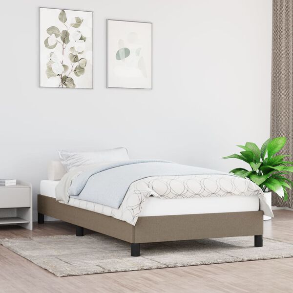 vidaXL Estrutura de cama sem colchão 90x190 cm tecido cinzento