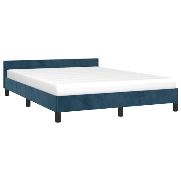 vidaXL Estrutura de cama sem colch&atilde;o 140x200 cm veludo azul-escuro