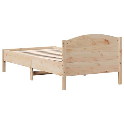 vidaXL Estrutura de cama com cabeceira 75x190 cm pinho maciço