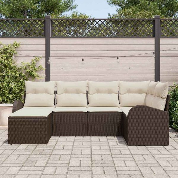vidaXL Conjunto de Sofá de Jardim 6 pcs Castanho Rattan Sintético