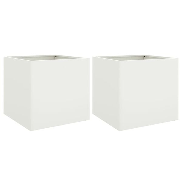 vidaXL Vasos/floreiras 2 pcs 49x47x46 cm a&ccedil;o branco