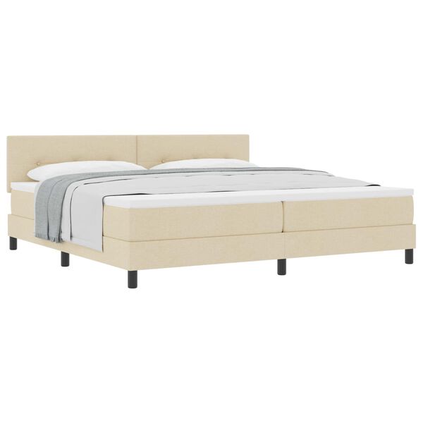 vidaXL Cama Box com cabeceira Manual Creme 200 x 200 cm tecido