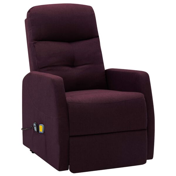 vidaXL Poltrona elevat&oacute;ria de massagens tecido roxo