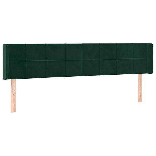 vidaXL Cabeceira de cama c/ abas veludo 183x16x78/88cm verde-escuro