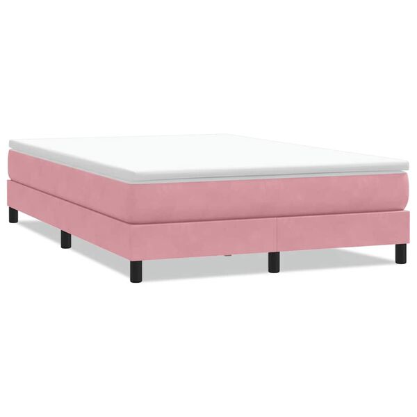 vidaXL Cama com molas sem colch&atilde;o 140x220 cm veludo rosa