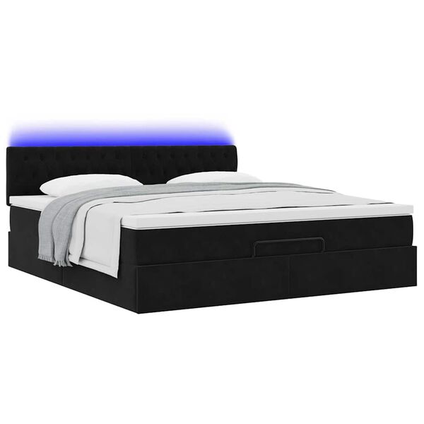 vidaXL Estrutura de cama otomana com colch&otilde;es 200x200cm veludo preto
