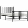 vidaXL Estrutura de cama com cabeceira e p&eacute;s 100x190 cm metal preto