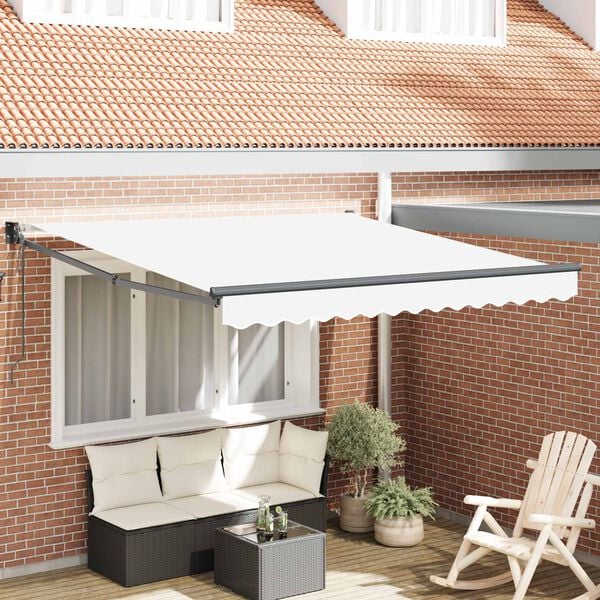 vidaXL Toldo Retr&aacute;til Branco 350 x 250 cm Poli&eacute;ster e Alum&iacute;nio
