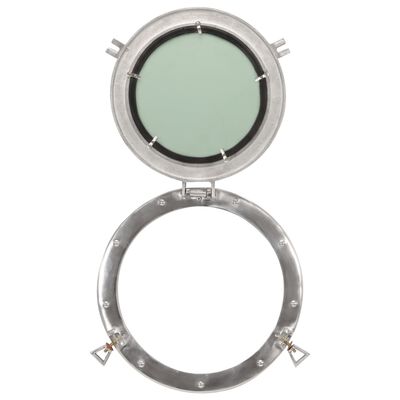 vidaXL Espelho de parede estilo escotilha Ø38 cm alumínio e vidro