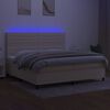 vidaXL Cama box spring c/ colch&atilde;o e LED 200x200 cm tecido cor creme
