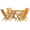 vidaXL 5 pcs conjunto de jantar p/ jardim madeira de teca maci&ccedil;a