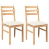 vidaXL Cadeiras de jantar com almofad&otilde;es 2 pcs madeira maci&ccedil;a