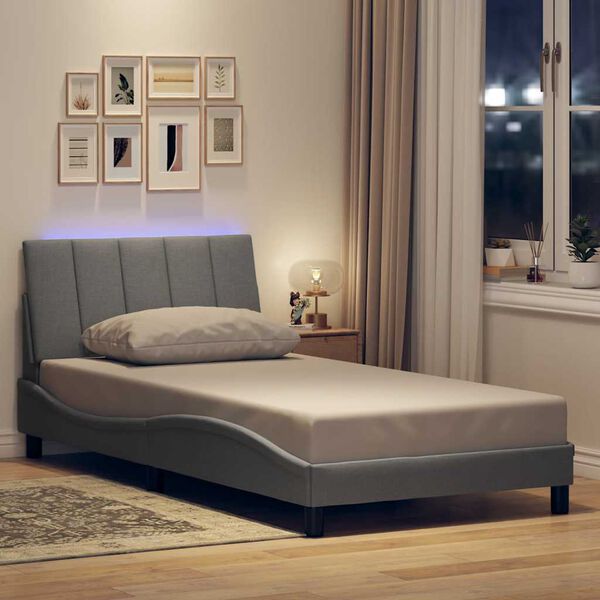 vidaXL Estrutura de cama sem colch&atilde;o Hanko 100x200 cm tecido cinzento-claro