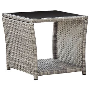 vidaXL Mesa de centro 45x45x40 cm vime PE e vidro cinzento