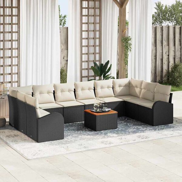 vidaXL Conjunto de Sof&aacute; de Jardim 11 pcs Preto Rattan Sint&eacute;tico