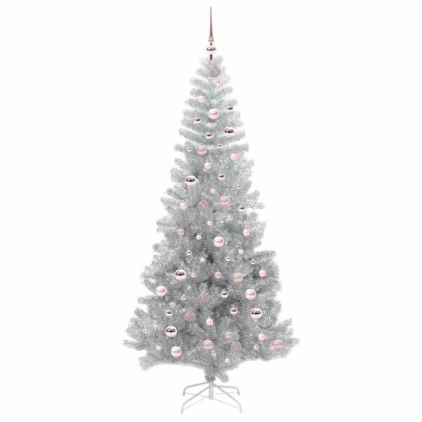 vidaXL &Aacute;rvore de Natal com 300 LEDs com suporte Prateado 210 cm PET