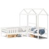 vidaXL Conj. de cama e banco com telhado 80x200 cm pinho maci&ccedil;o branco