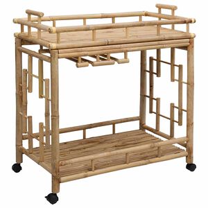 vidaXL Carrinho de Vinho com Rodas Natural 85 x 50 x 93 cm Bambu