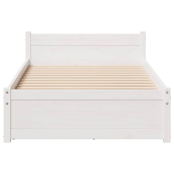 vidaXL Cama sem colch&atilde;o 90x190 cm madeira de pinho maci&ccedil;a branco